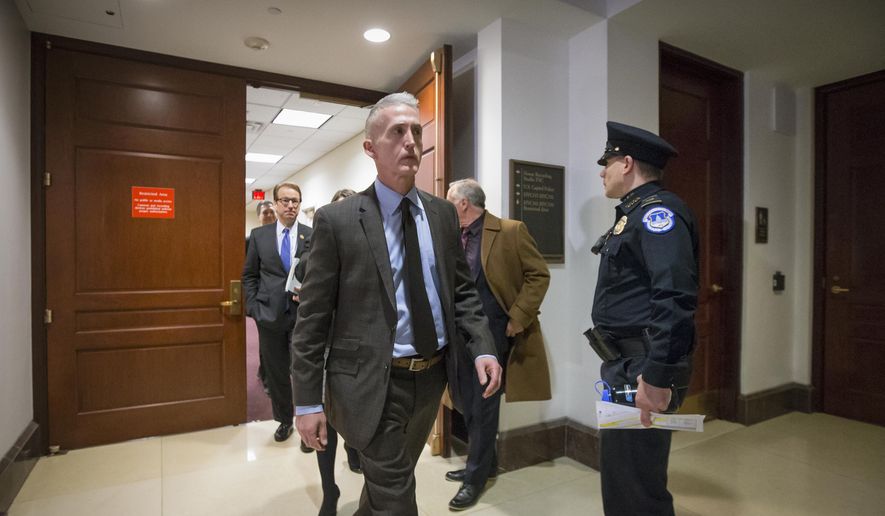 In this Jan. 6, 2016, file photo, House Benghazi Committee Chairman Rep. Trey Gowdy, R-S.C. walks on Capitol Hill in Washington. (AP Photo/J. Scott Applewhite, File)