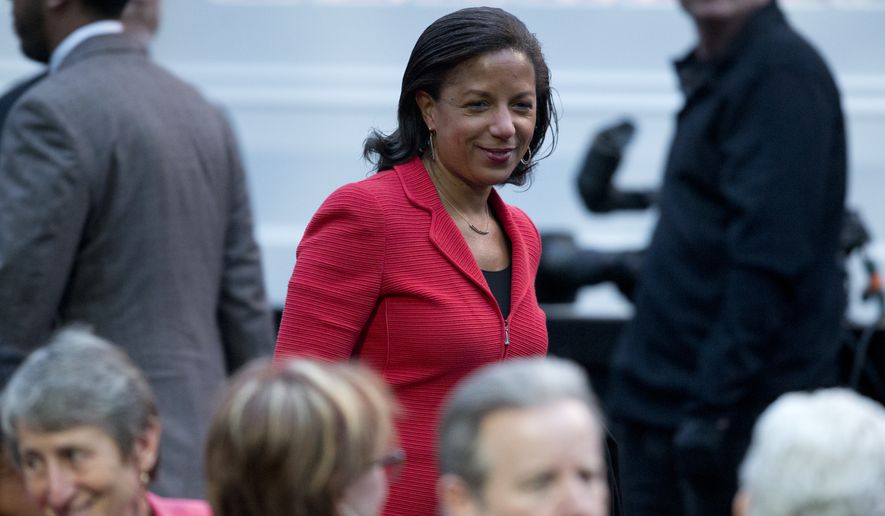 National Security Adviser Susan Rice arrives for the International Jazz Day Concert on the South Lawn of the White House of the Washington, Friday, April 29, 2016. (AP Photo/Carolyn Kaster)