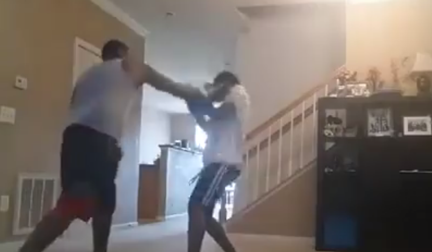 A Woodbridge, Virginia, man recorded himself boxing his 17-year-old son as punishment for skipping class, then shared the footage on Facebook, authorities said.