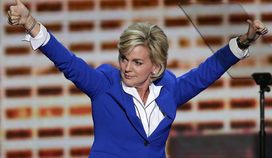 FILE - In this Sept. 6, 2012, file photo, former two-term Michigan Gov. Jennifer Granholm addresses the Democratic National Convention in Charlotte, N.C. Granholm is scheduled to rally Democrats from southwest Ohio during a June 10, 2016, luncheon in Cincinnati, according to Ohio Democratic Party Chairman David Pepper. (AP Photo/J. Scott Applewhite, File)