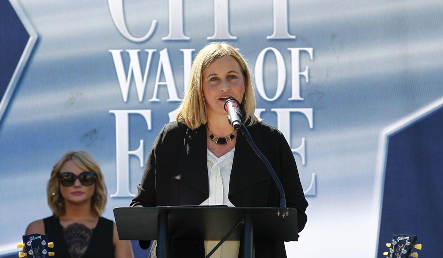 FILE - In this Oct. 6, 2015 file photo, Nashville Mayor Megan Barry addresses the crowd at Music City Walk of Fame Induction Ceremony at Walk of Fame Park in Nashville, Tenn. (Photo by Al Wagner/Invision/AP, File) **FILE**