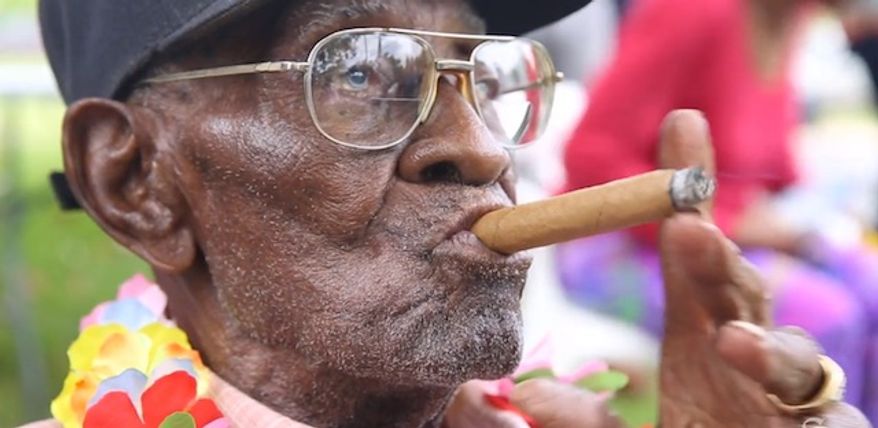 World War II veteran Richard Overton. (Austin American-Statesman video screenshot)