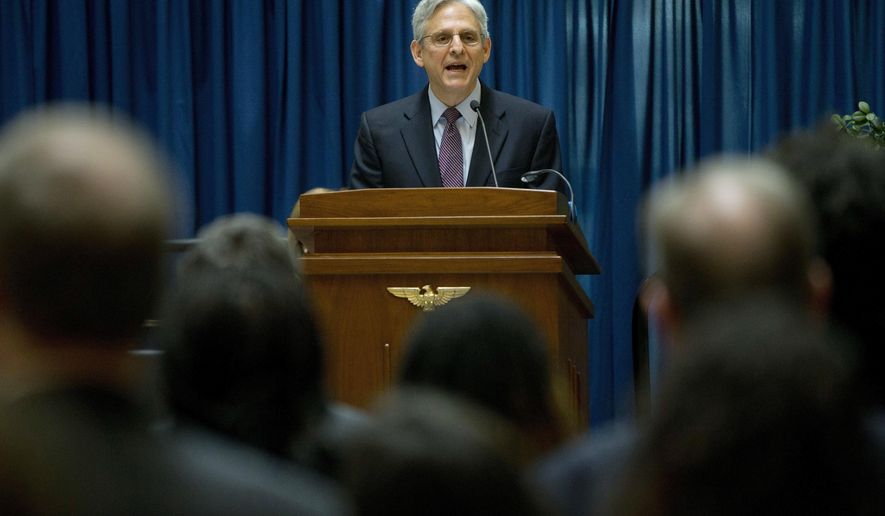 FILE - In this Thursday, April 21, 2016 file photo, Judge Merrick Garland, President Barack Obama's choice to replace the late Justice Antonin Scalia on the Supreme Court, speaks at an awards breakfast for pro bono counsel at the E. Barrett Prettyman Courthouse in Washington. In an unusual move, Garland will address the 2016 graduating class of the suburban Chicago high school he graduated from in 1970. Usually, Supreme Court nominees refrain from public speaking after they've been nominated and before confirmation hearings. (AP Photo/Pablo Martinez Monsivais)
