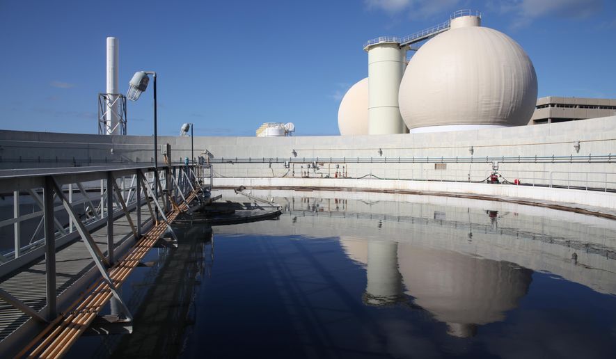 Water is treated at Hawaii's largest water treatment plant on Sand Island in Honolulu Thursday, May 12, 2016. The University of Hawaii was recently awarded $20 million from the National Science Foundation to study water sustainability in the state. (AP Photo/Marina Riker)