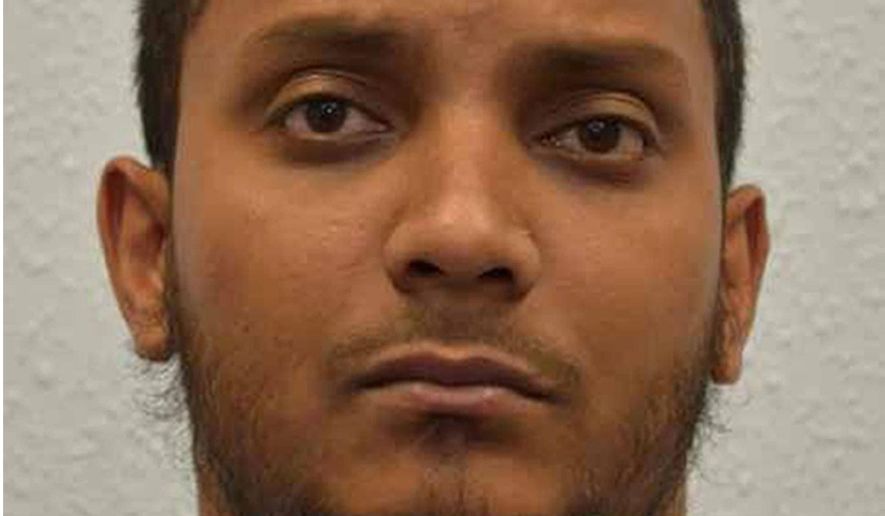 This is an undated handout file photo issued by the Crown Prosecution Service of Junead Khan. Khan a British delivery driver was Friday May 13, 2016 sentenced to at least 12 years prison for an Islamic State group-inspired plot to attack American military personnel in the U.K. . (Crown Prosecution Service via AP) NOTE TO EDITORS: This handout photo may only be used in for editorial reporting purposes for the contemporaneous illustration of events, things or the people in the image or facts mentioned in the caption. Reuse of the picture may require further permission from the copyright holder.
