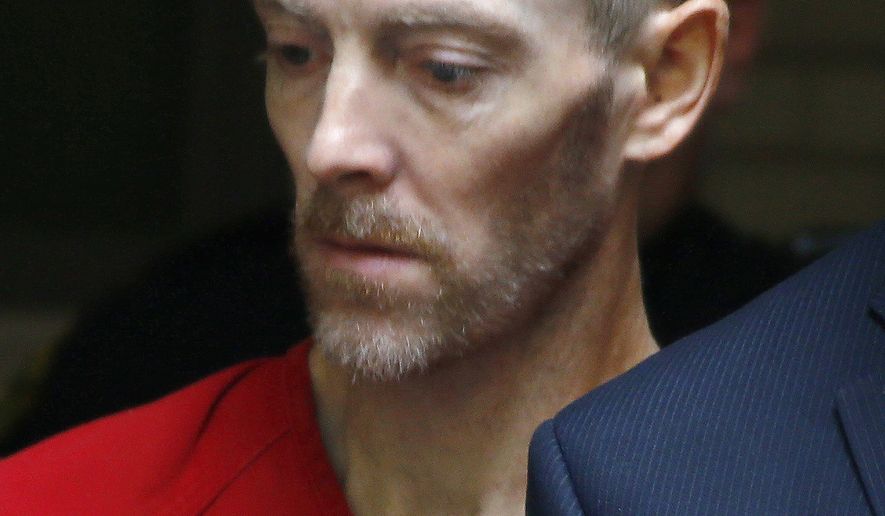 FILE - In this Aug. 12, 2015 file photo, Robert Crissman Jr. is escorted from his preliminary hearing at the Armstrong County Courthouse, in Kittanning, Pa. Crissman was convicted Thursday, May 12, 2016, of murdering acquaintance Tammy Long. (AP Photo/Keith Srakocic, File)