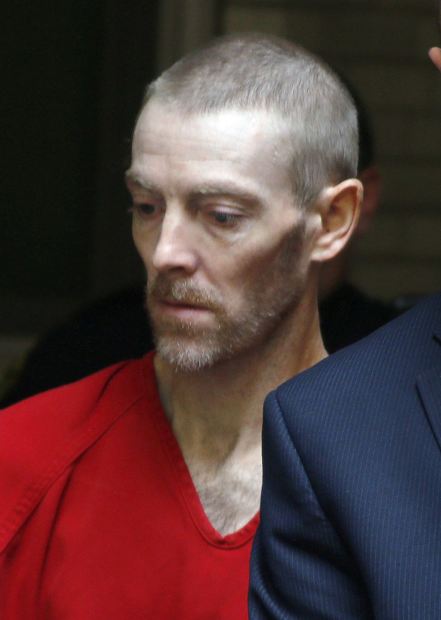 FILE - In this Aug. 12, 2015 file photo, Robert Crissman Jr. is escorted from his preliminary hearing at the Armstrong County Courthouse, in Kittanning, Pa. Crissman was convicted Thursday, May 12, 2016, of murdering acquaintance Tammy Long. (AP Photo/Keith Srakocic, File)