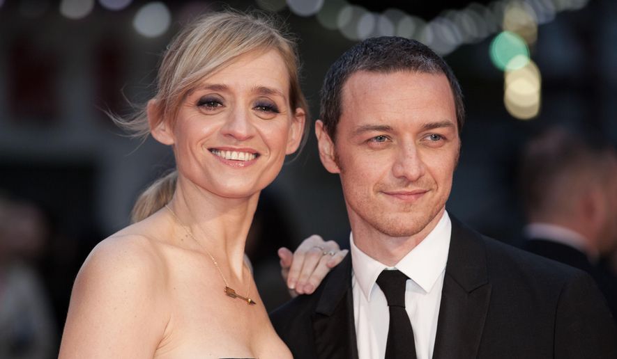 FILE - In this Oct. 7, 2015 file photo, actors Anne-Marie Duff and James McAvoy pose for photographers upon arrival at the premiere of the film "Suffragette," at the opening gala of the London film festival in London. McAvoy and Duff are ending their nearly 10-year marriage. The couple released a joint statement Friday, May 13, 2016, announcing their divorce and commitment to co-parenting their five-year-old son. (Photo by Grant Pollard/Invision/AP, File)