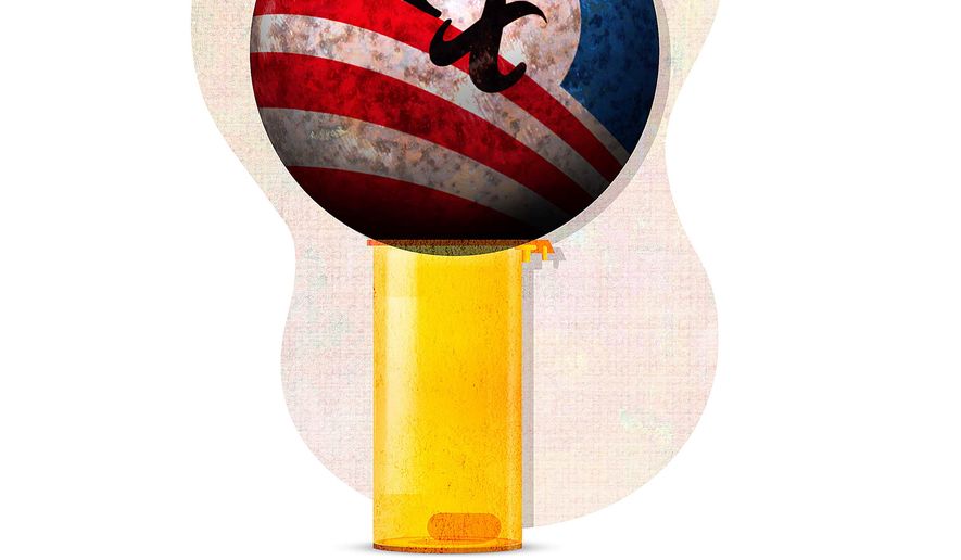 Obamacare Meds Illustration by Greg Groesch/The Washington Times