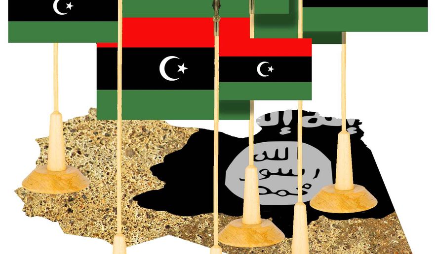 Illustration on the perils of further Libyan disunity by Alexander Hunter/The Washington Times