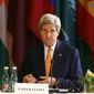 U.S. Secretary of State John Kerry attends the ministerial meeting on Libya in Vienna, Austria,  Monday May 16, 2016.   (Leonhard Foeger/Pool Photo via AP)