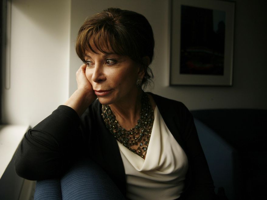 FILE - In this May 3, 2010 file photo, writer Isabel Allende appears during an interview in New York. Allende’s 21 books have been translated into 35 languages and sold more than 67 million copies worldwide. (AP Photo/Peter Morgan, File)