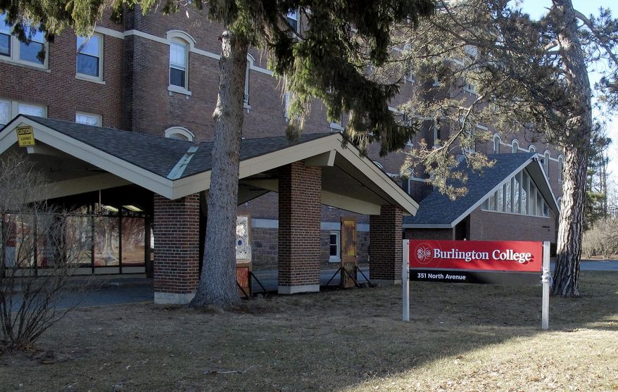 This Feb. 22, 2015 photo shows a building on the campus of Burlington College in Burlington, Vt. The college, formerly headed by Jane Sanders, wife of presidential candidate Bernie Sanders, announced Monday, May 16, 2016, it is closing. The school has been struggling under the weight of its $10 million purchase of property and buildings during from the Roman Catholic Diocese of Burlington that it made during her presidency. (AP Photo/Wilson Ring)