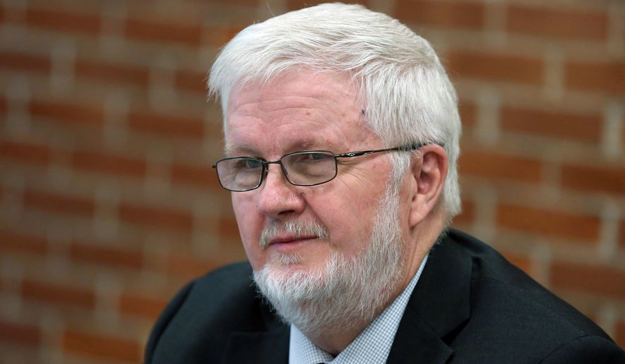 FILE - In this April 19, 2016, file photo, Oregon secretary of state candidate and state Sen Richard Devlin meets with the Statesman Journal Editorial Board, in Salem, Ore. Oregon voters are deciding which of three prominent Democrats will get the nod to run for secretary of state in November. The Democratic rivals are state Rep. Val Hoyle, state Labor Commissioner Brad Avakian and Sen. Devlin. (Danielle Peterson/The Statesman Journal via AP, File) MANDATORY CREDIT