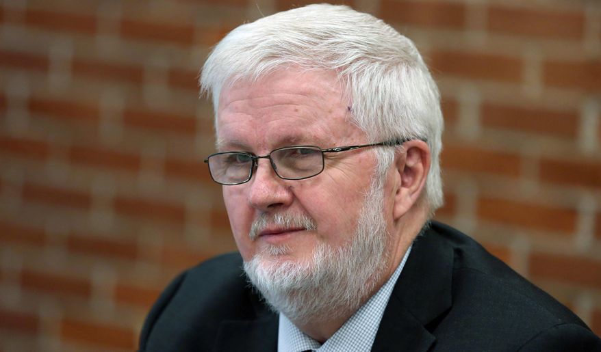 FILE - In this April 19, 2016, file photo, Oregon secretary of state candidate and state Sen Richard Devlin meets with the Statesman Journal Editorial Board, in Salem, Ore. Oregon voters are deciding which of three prominent Democrats will get the nod to run for secretary of state in November. The Democratic rivals are state Rep. Val Hoyle, state Labor Commissioner Brad Avakian and Sen. Devlin. (Danielle Peterson/The Statesman Journal via AP, File) MANDATORY CREDIT