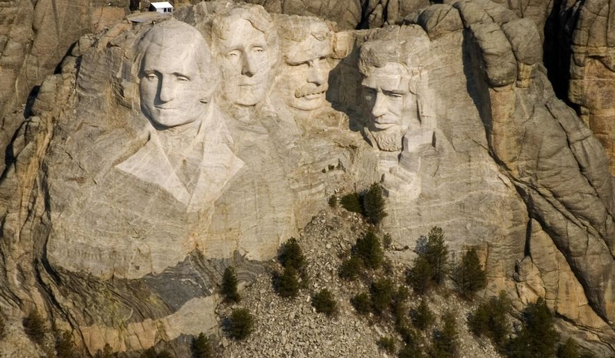 FILE - This April 22, 2008 file photo shows the Mount Rushmore National Memorial near Keystone, S.D. State tourism officials are banking on the 75th anniversary of the completion of Mount Rushmore and the 100th birthday of the National Park Service, along with stable gas prices, to drive vacationers to the state during the 2016 tourism season. (AP Photo/Mike Stewart, File)
