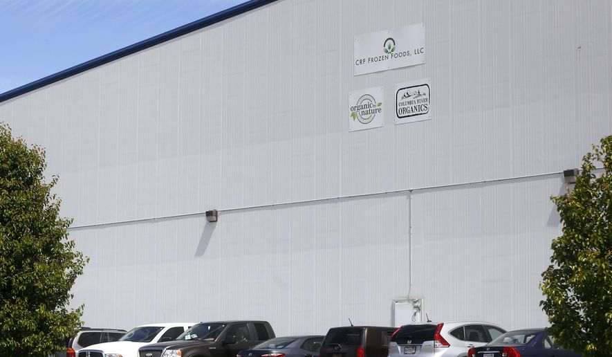 This May 11, 2016, photo, shows the outside of CRF Frozen Foods, LLC, in Pasco, Wash. The company shut down its processing operations over a listeria breakout that has sickened customers in several states. (Sarah Gordon/The Tri-City Herald via AP) LOCAL TELEVISION OUT; LOCAL RADIO OUT KONA