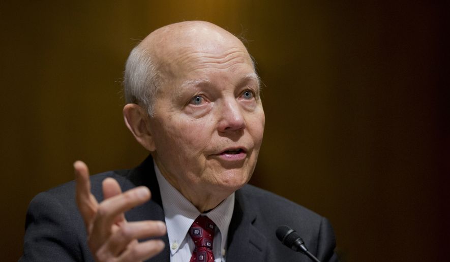 FILE - In this Feb. 10, 2016 file photo, Internal Revenue Service (IRS) Commissioner John Koskinen testifies on Capitol Hill in Washington. The IRS says the agency&#x27;s commissioner won&#x27;t appear at a House Judiciary Committee hearing Tuesday, May 24, 2106,  examining whether he deserves to be impeached. (AP Photo/Manuel Balce Ceneta, File)