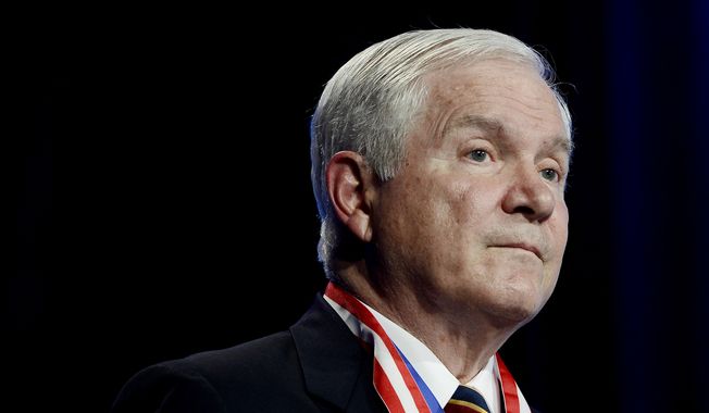 Former Defense Secretary Robert Gates addresses the Boy Scouts of America&#x27;s annual meeting, in Nashville, Tenn., in this May 23, 2014, file photo. (AP Photo/Mark Zaleski, File)