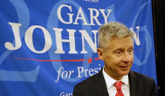 Gary Johnson won the party&#x27;s presidential nomination on the second ballot with 55.8 percent of the delegate vote, giving him a second shot at the presidency after winning about 1.72 million votes as the party&#x27;s candidate in 2012. (Associated Press)