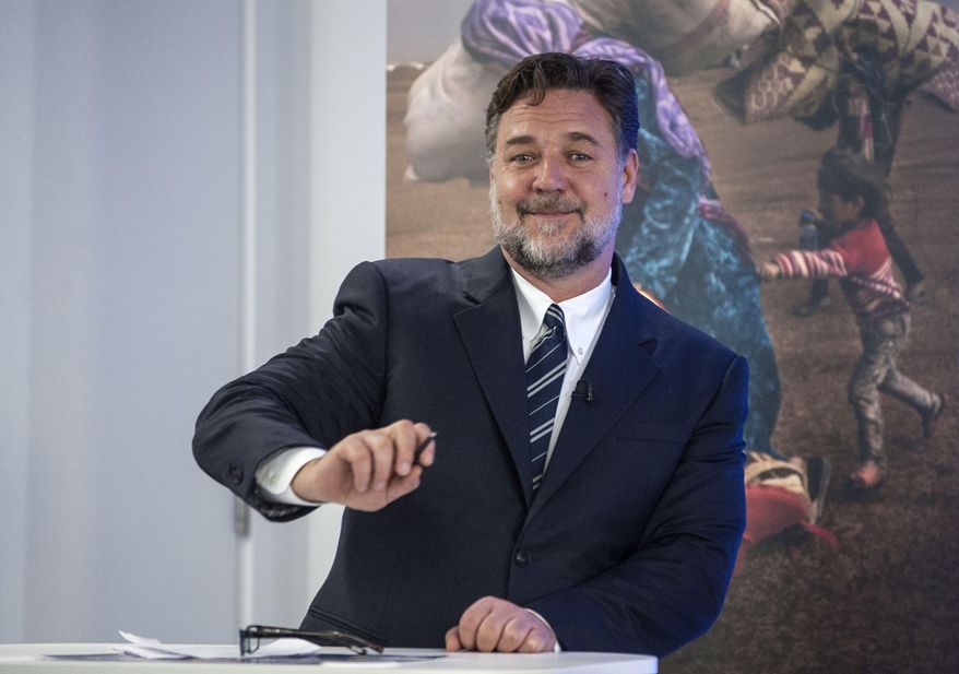 Actor Russell Crowe hosts the launch of the Global Slavery Index at the Shard in London, Tuesday, May 31, 2016. The Global Slavery Index for 2016 found slavery remains an issue all over the world, but Asia is the worst offender. North Korea had the highest prevalence with 4.37% of its population enslaved, followed by Uzbekistan at 3.97% and Cambodia with 1.65%. The report hailed the UK as having "led the world" in its anti-slavery strategy. The 2015 Modern Slavery Act toughened up laws and increased the sentence for the worst offenders to life imprisonment. (Lauren Hurley/PA via AP) UNITED KINGDOM OUT - NO SALES - NO ARCHIVES
