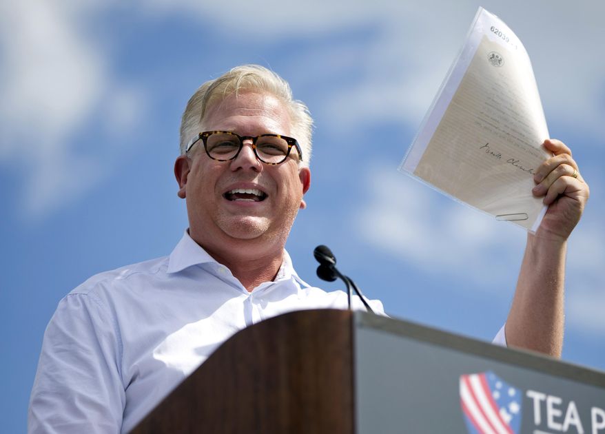 In this Wednesday Sept. 9, 2015, file photo, radio host Glenn Beck speaks during a Tea Party rally against the Iran deal on the West Lawn of the Capitol in Washington. (AP Photo/Jacquelyn Martin, File)