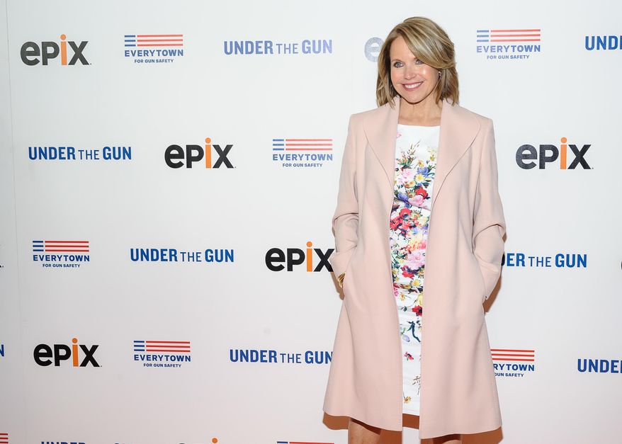 Katie Couric attends the premiere of her documentary, "Under The Gun", hosted by The Cinema Society in New York in this May 12, 2016, file photo. Couric has taken responsibility for what she calls a decision that misrepresents the response of gun rights activists to a question she posed in the documentary. (Photo by Christopher Smith/Invision/AP, File)