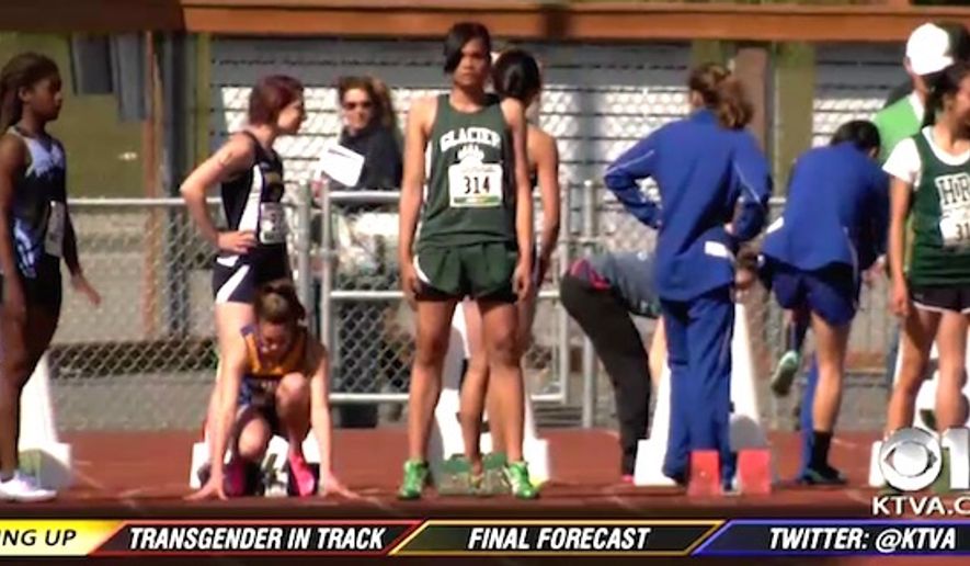 Haines High school runner Nattaphon Wangyot, center, won Alaska&#39;s all-state honors for girls track and field. Parents and some student&#39;s said the transgender student&#39;s victories are unfair. (KTVA-11 CBS Alaska screenshot) 