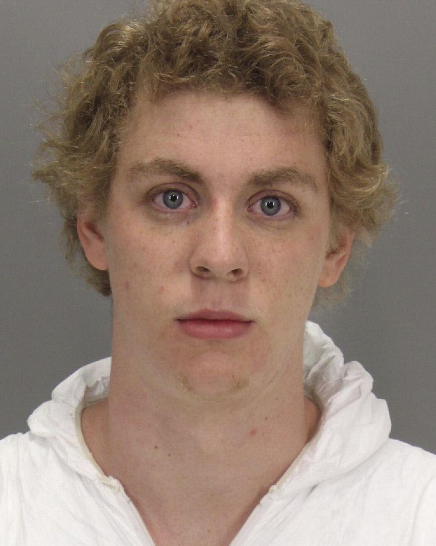 This January 2015 booking photo released by the Santa Clara County Sheriff's Office shows Brock Turner. The former Stanford University swimmer was sentenced last week to six months in jail and three years' probation for sexually assaulting an unconscious woman, sparking outrage from critics who say Santa Clara County Judge Aaron Persky was too lenient on a privileged athlete from a top-tier swimming program. (Santa Clara County Sheriff's Office via AP)
