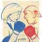 Illustration on the Hillary/Trump main event by Linas Garsys/The Washington Times