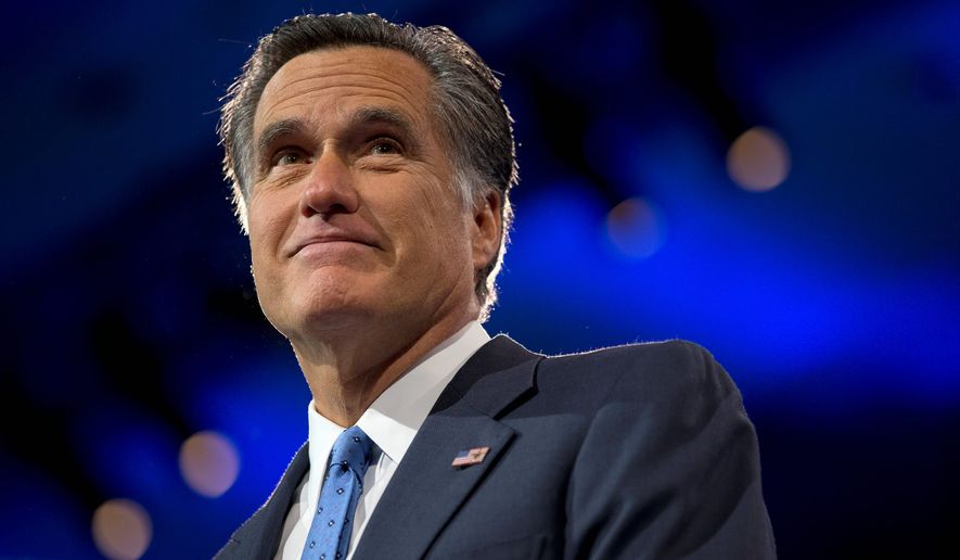 This March 15, 2013, file photo shows Mitt Romney, a former Massachusetts governor and the 2012 Republican presidential candidate, at the 40th annual Conservative Political Action Conference in National Harbor, Md. (Associated Press) 