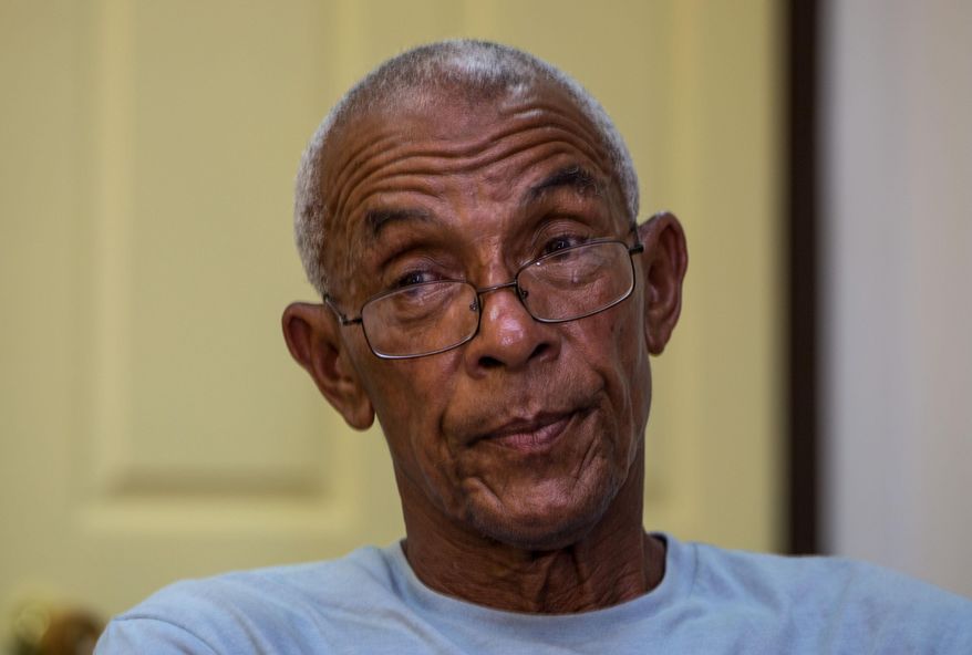 U.S. fugitive Charles Hill listens to a question during an interview in Havana, Cuba, Friday, June 10, 2016. Hill, 66, who is sought in the 1971 killing of a New Mexico state policeman, told The Associated Press that Cuban contacts recently assured him he was at no risk of extradition. (AP Photo/Desmond Boylan)