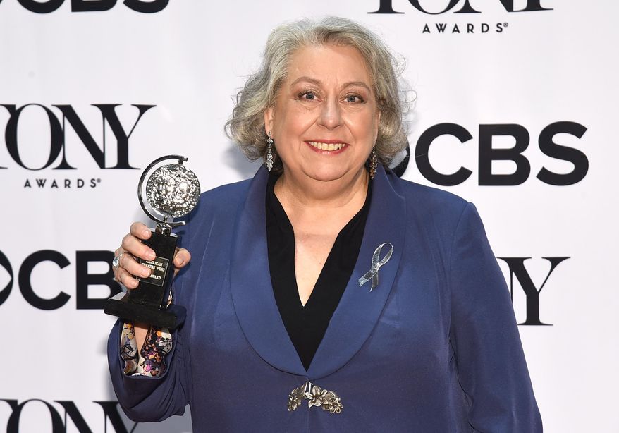 Jayne Houdyshell, winner of the award for featured actress in a play for "The Humans," poses in the press room at the Tony Awards on Sunday, June 12, 2016, in New York. (Photo by Charles Sykes/Invision/AP)