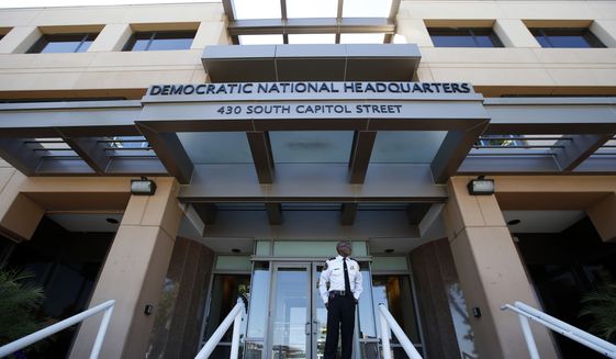 The Democratic National Committee headquarters is seen, Tuesday, June 14, 2016 in Washington. (AP Photo/Alex Brandon)
