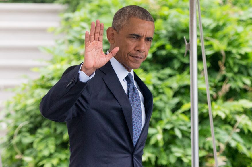 President Barack Obama waves to members of the media as he walks to Marine One on the South Lawn at the White House in Washington, Thursday, June 16, 2016, for a short trip to Andrews Air Force Base to travel to Orlando, Fla. to meet with families of the victims of the Pulse nightclub shooting. (AP Photo/Andrew Harnik)