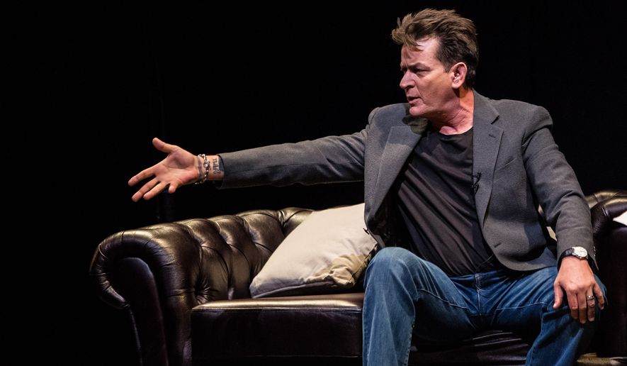 U.S. actor Charlie Sheen is interviewed on stage by British journalist Piers Morgan as part of &#x27;An Evening with Charlie Sheen&#x27; event at Theatre Royal Drury Lane, in London, Sunday June 19, 2016. (Photo by Vianney Le Caer/Invision/AP) **FILE**