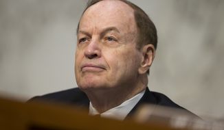 Senate Banking Committee Chairman Richard Shelby, Alabama Republican, listens as Federal Reserve Chair Janet Yellen testifies on U.S. monetary policy on Capitol Hill in Washington on June 21, 2016. (Associated Press) **FILE**