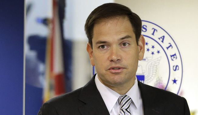 In this June 3, 2016, file photo, Sen. Marco Rubio, R-Fla. speaks during news conference in Doral, Fla. (AP Photo/Alan Diaz, File)