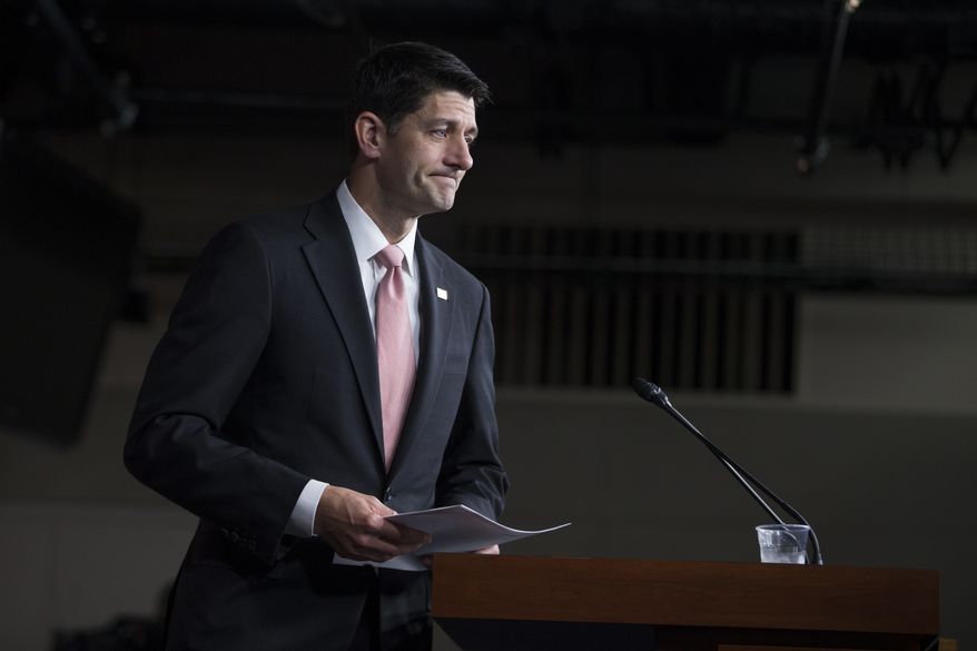 House Speaker Paul Ryan of Wis. leaves after a news conference on Capitol Hill in Washington, Thursday, June 23, 2016. (AP Photo/Evan Vucci)