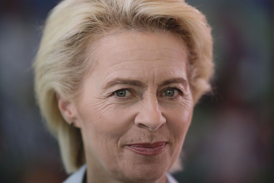 FILE - In this June 8, 2016 file photo German Defense Minister Ursula von der Leyen arrives for the cabinet meeting of the German government at the chancellery in Berlin. Von der Leyen wants to visit a Turkish base where German troops are stationed _ an announcement that comes days after a German deputy defense minister and lawmakers were denied a visit there by Turkey. (AP Photo/Markus Schreiber, file)