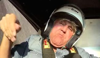 Comedian Jay Leno survives a car crash while filming his new show. (YouTube, &quot;Jay Leno&#39;s Garage&quot; screenshot)
