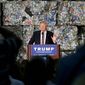 Republican presidential candidate Donald Trump makes a campaign stop Tuesday at a metals recycling facility in Pennsylvania, where he hopes his populist message against globalization resonates with voters. (Associated Press)