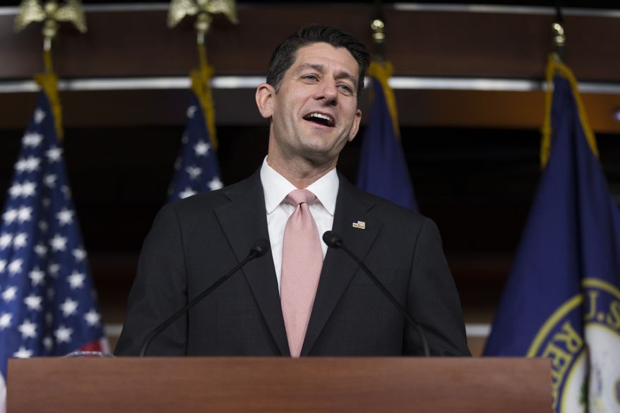 House Speaker Paul Ryan of Wis. smiles during a news conference on Capitol Hill in Washington, Thursday, June 23, 2016. (AP Photo/Evan Vucci)