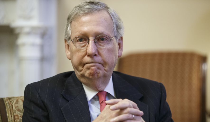 Sen. Mitch McConnell, R-Ky., talks about his agenda for a GOP-controlled Congress during an interview with The Associated Press on Capitol Hill in Washington.  (AP Photo/J. Scott Applewhite, File)