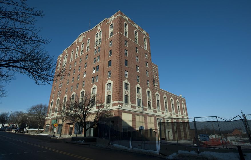 A Feb. 13, 2015 photo shows the Hayes Hotel in Jackson, Mich. An agreement between the Jackson City Council and a southeastern Michigan developer for the rehabilitation of Hayes Hotel unanimously passed and was signed at the Tuesday, June 28, 2016, council meeting. (J. Scott Park/Jackson Citizen Patriot-MLive.com via AP)