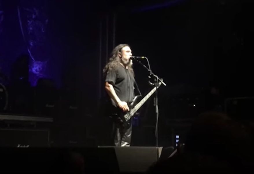 In this file photo from June 2016, Tom Araya, frontman of the California thrash metal band Slayer, opened up a song in Switzerland by advocating for private gun ownership. (YouTube/@)Rockville PL) **FILE**