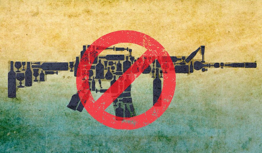 Ban Assault Bottles Illustration by Greg Groesch/The Washington Times