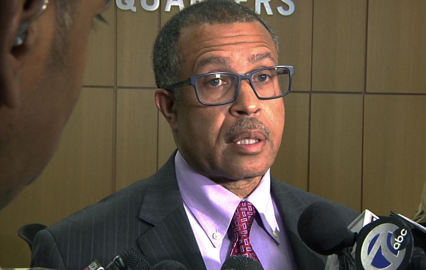 In this image from video, Detroit Police Chief James Craig speaks to reporters during a news conference held at his department's headquarters in Detroit, Monday July 11, 2016. (AP Photo/Mike Householder)