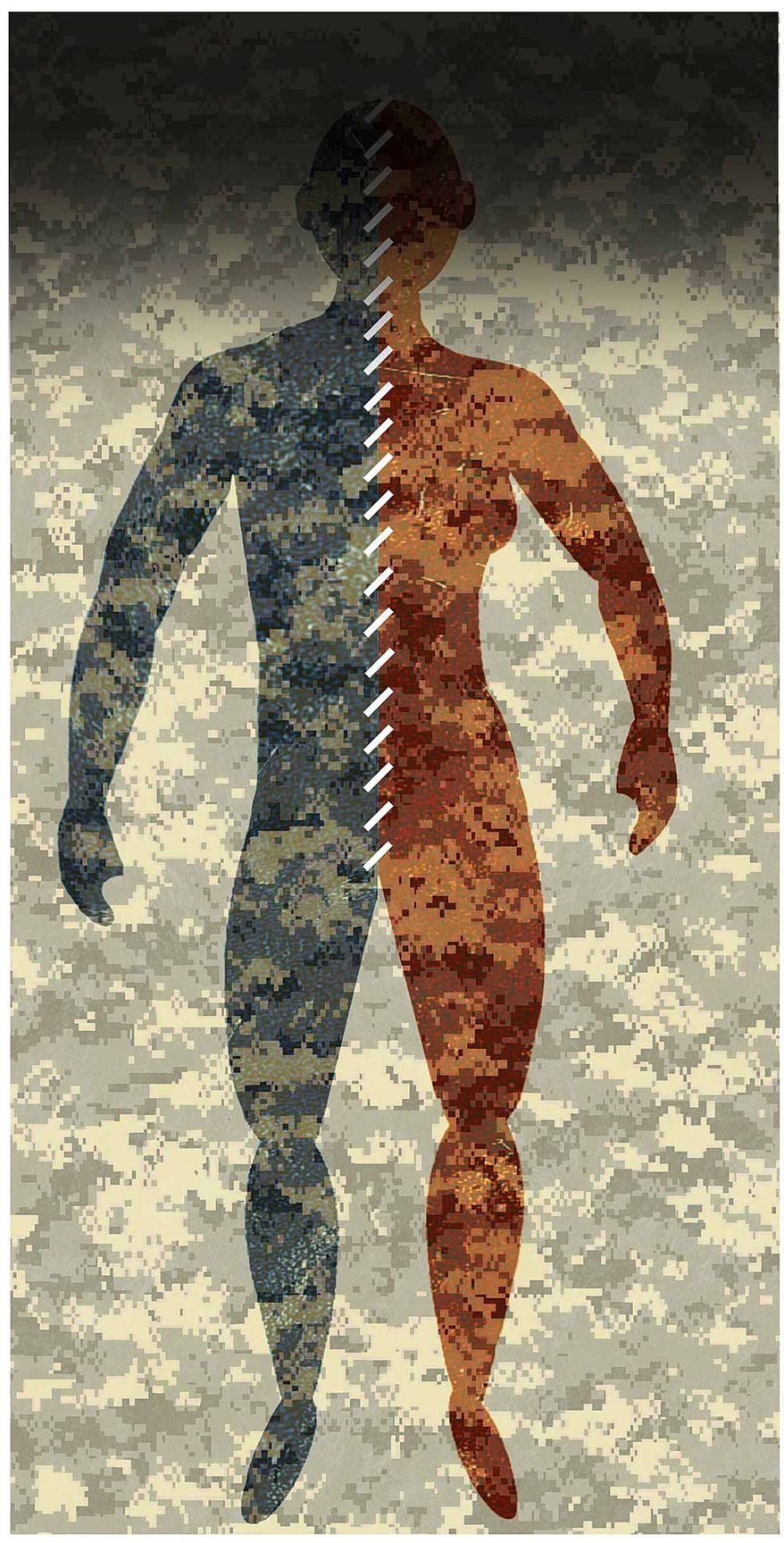 Illustration on transgender mental health in the military by Alexander Hunter/The Washington Times