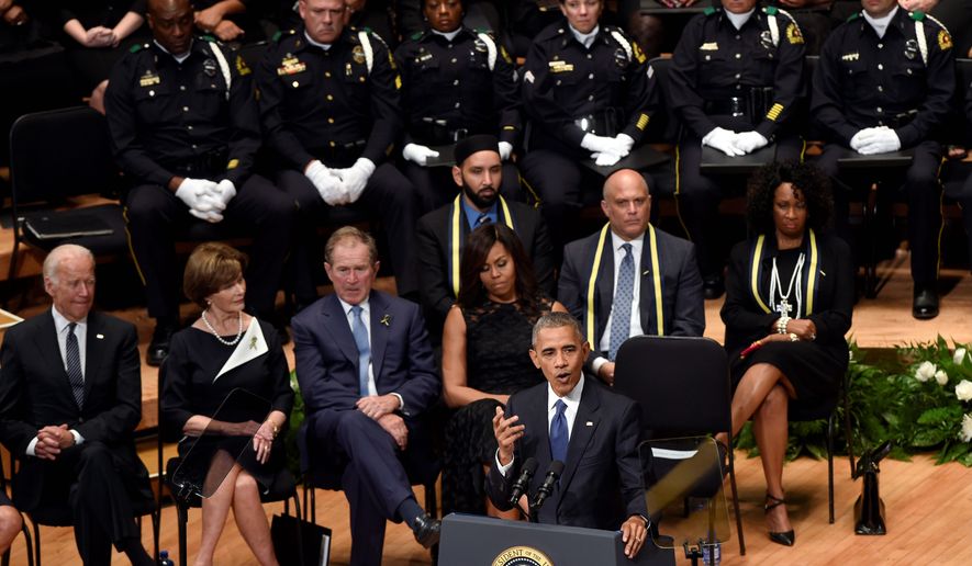 President Obama speech at an interfaith memorial service for the fallen police officers and members of the Dallas community was well received by law enforcement leaders. (Associated Press)